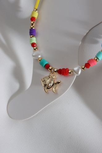 Sarı Boncuklu Balık Uç Boncuk Halhal