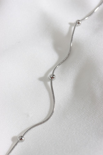 Top Yılan Zincirli Gümüş Renk Çelik Bileklik