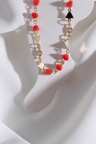 Boncuklu Gold Renk Üçgen Zincir Halhal