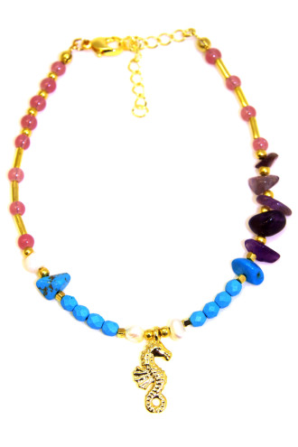 Doğaltaşlı Denizatı Figürlü Halhal Doğaltaşlı Denizatı Figürlü Halhal