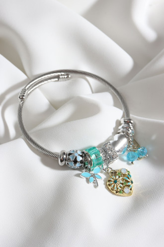 Çelik Model Mavi Kalp Charm Bileklik