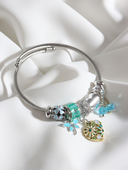 Çelik Model Mavi Kalp Charm Bileklik