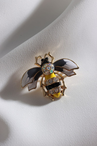 Taşlı Sarı-Siyah Arı Broş