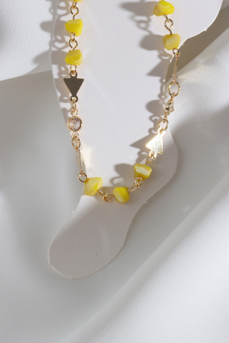 Boncuklu Gold Renk Üçgen Zincir Halhal