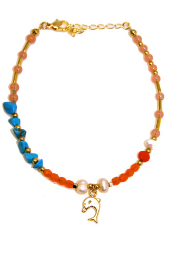 Doğaltaşlı Balık Figürlü Halhal Doğaltaşlı Balık Figürlü Halhal