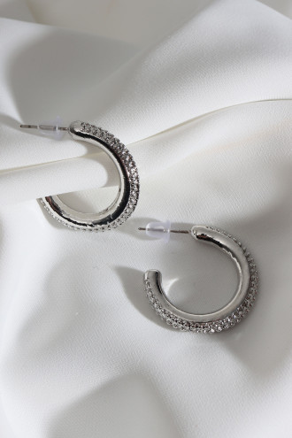 Vintage Gümüş Renk Halka Küpe