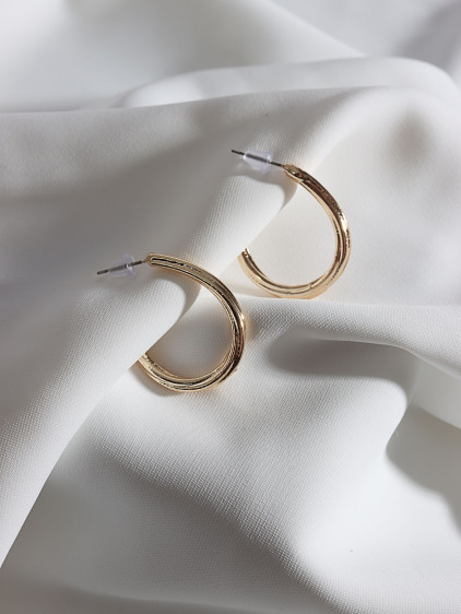 Vintage Oval Gold Renk Halka Küpe
