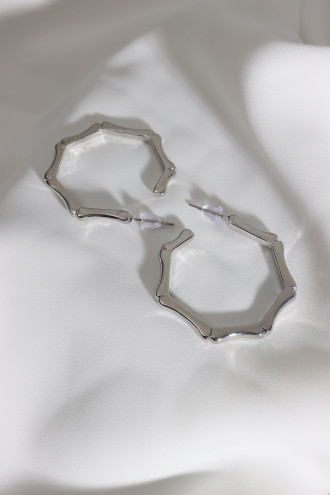 Vintage Büyük Gümüş Renk Halka Küpe