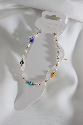 Nazar Boncuklu İnci Halhal