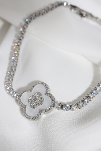 Yonca Su Yolu Gümüş Renk Çelik Bileklik