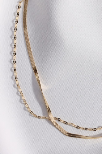 Çelik Çift Zincir Gold Renk Kolye