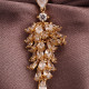 Gold Renk Zircon Taşlı Süzme Sallantılı Abiye Küpe
