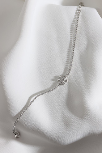 Kar Tanesi Figürlü Zircon Taşlı Gümüş Renk Suyolu Bileklik