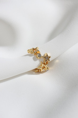 Yıldız Figürlü Gold Renk Tekli Sıkıştırmalı Kıkırdak Küpe