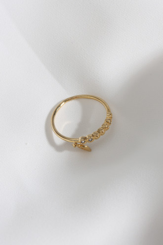 Yaprak Detaylı Gold Renk Yüzük
