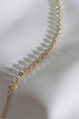 Gold Renk Beyaz Taşlı Su Yolu Bileklik