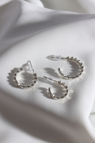 Kadın 3'Lü Gümüş Renk Halka Küpe Set