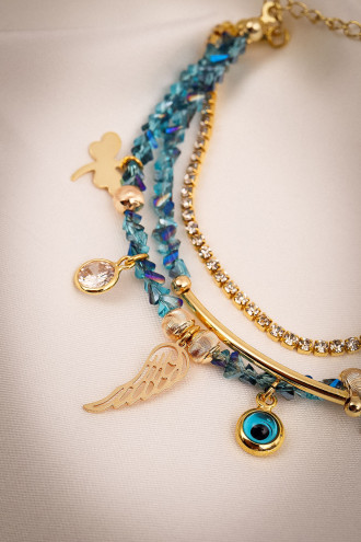 Mavi Kristalli 3'Lü Bileklik