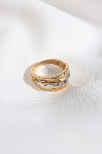 3 Sıralı Gold-Gümüş Renk Yüzük