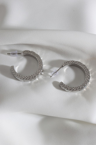 Vintage Gümüş Renk Halka Küpe