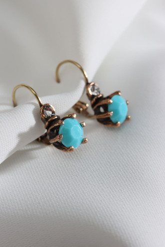 Mavi Taşlı Tek Taş Otantik Küpe