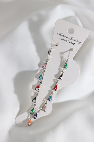 Damla Nazar Boncuklu Gümüş Renk Halhal