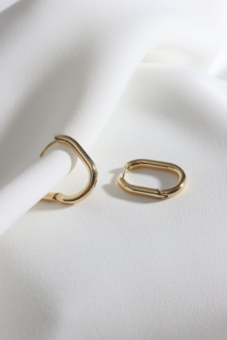 Gold Renk Oval Halka Küpe Gold Renk Oval Halka Küpe