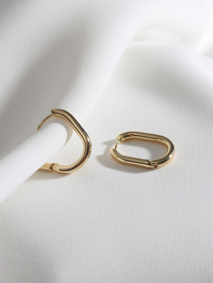 Gold Renk Oval Halka Küpe