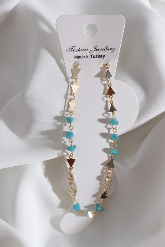 Boncuklu Gold Renk Üçgen Zincir Halhal