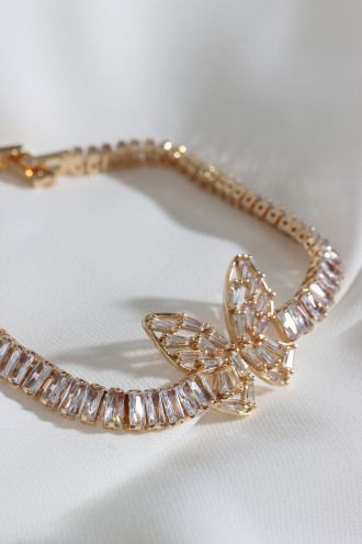 Kelebekli Su Yolu Gold Renk Çelik Bileklik