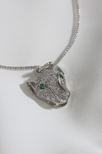 Kaplan Uçlu Gümüş Renk Kolye