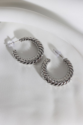 Vintage Burgu Gümüş Renk Halka Küpe