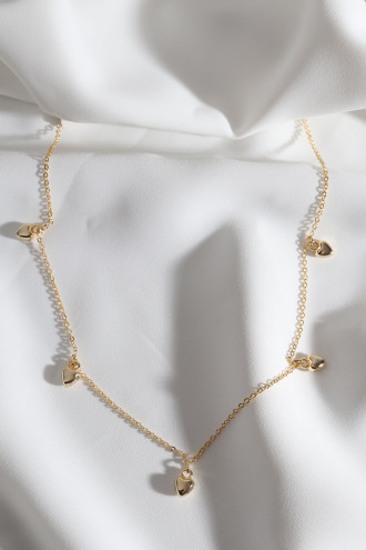 Sıralı Kalp Figür Gold Renk Kolye