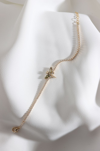 Su Yeşili Taşlı Yusufçuk Figürlü Zircon Taş Gold Renk Suyolu Bileklik