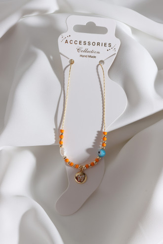 Boncuklu Zircon Taşlı Kelebek Sallantılı Gold Renk Halhal