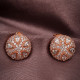 Yuvarlak Zircon Taşlı Gold Abiye Küpe