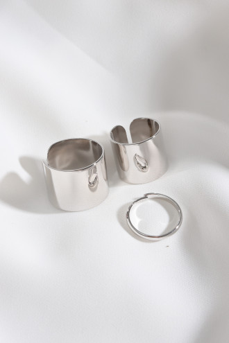 3'Lü Gümüş Renk Yüzük Set
