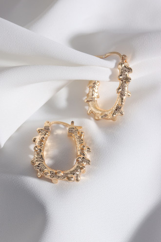 Oval Vintage Gümüş Renk Halka Küpe