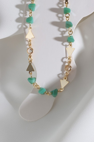 Boncuklu Gold Renk Üçgen Zincir Halhal