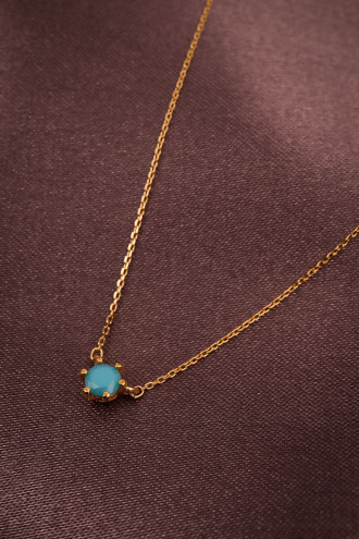 Mercan Uçlu Tek Taş 925 Ayar Gümüş Gold Renk Kolye 0,93Gr