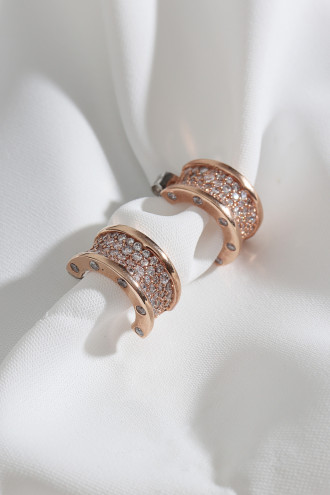 Zircon Taşlı Yarım Halka Rose Küpe Zircon Taşlı Yarım Halka Rose Küpe