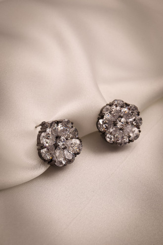 Antrasit Zircon Taşlı Abiye Küpe