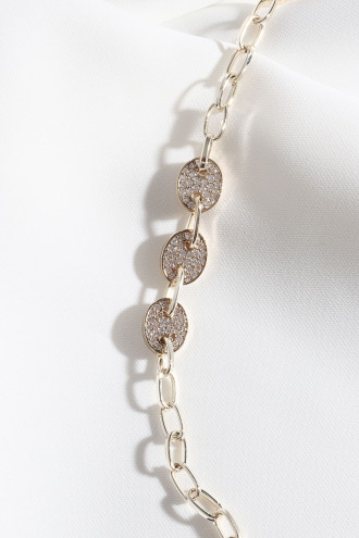 Zircon Taşlı Üç Oval Figürlü Gold Renk Bileklik