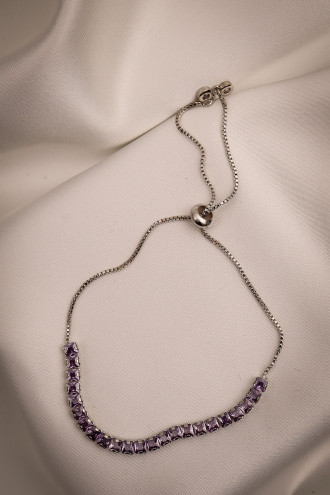 Lila Zircon Taşlı Asansörlü Gümüş Renk Bileklik Lila Zircon Taşlı Asansörlü Gümüş Renk Bileklik