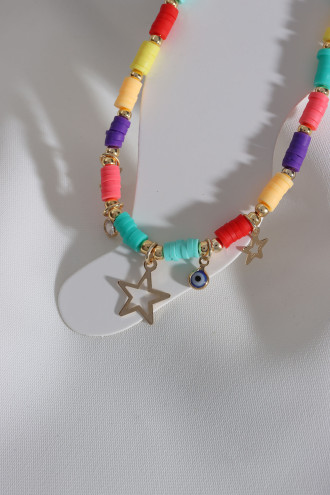 Renkli Fimo Boncuklu Yıldız Sallantılı Halhal