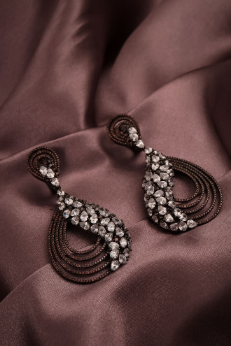 Oval Taşlı 925 Ayar Gümüş Abiye Küpe 24,25Gr