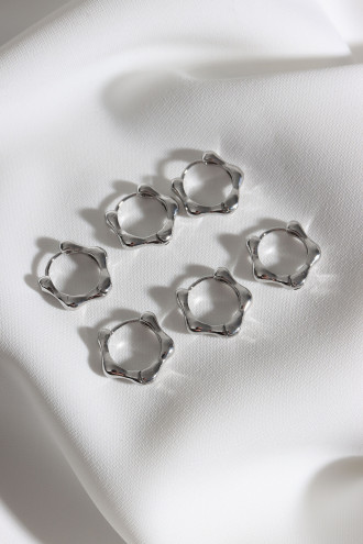 6'Lı Çelik Gümüş Renk Küpe