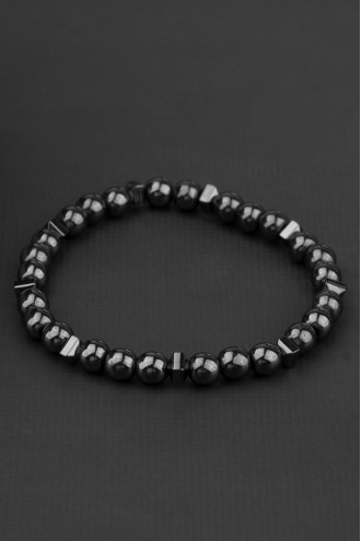 Antasit Metal Boncuklu Erkek Lastik Bileklik