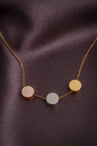 3 Renk Yassı Dorika Gold Renk Kolye