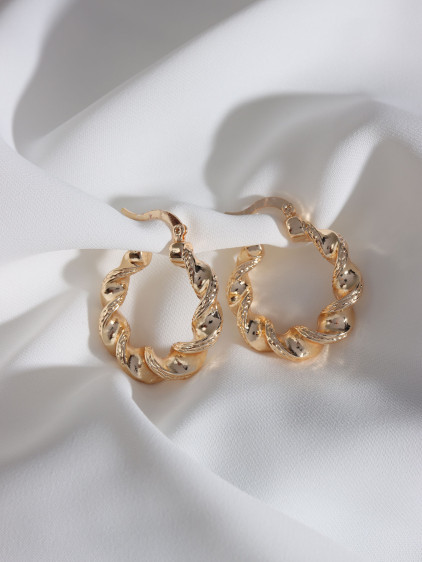 Gold Renk Bukle Vintage Halka Küpe